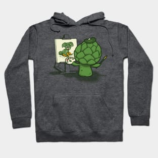 Funny Cute Artistic Artsy Vegan Artichoke Painting Cartoon Hoodie